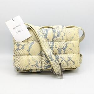 NWT Bottega Veneta Snake Embossed Leather Padded Cassette Crossbody Bag